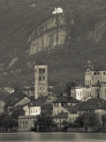 Piedmont, Lake Orta, Isola San Giulio Island with Madonna Del Sasso Sanctuary, Italy Photographic Print by Walter Bibikow