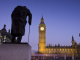 Winston Churchill Statue, Big Ben, Houses of Parliamant, London, England Photographic Print by Jon Arnold