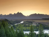 Snake River Overlook and Teton Mountain Range, Grand Teton National Park, Wyoming, USA Fotografisk tryk af Michele Falzone