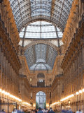 Lombardy, Milan, Galleria Vittorio Emanuele Ii, Shopping Arcade, Interior, Evening, Italy Photographic Print by Walter Bibikow