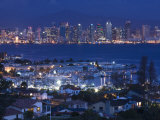 California, San Diego, City and Shelter Island Yacht Basin from Point Loma, Dusk, USA Photographie par Walter Bibikow