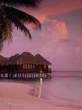 Beach and Water Villas at Sunset, Maldive Islands, Indian Ocean Photographic Print by Calum Stirling