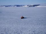Franz Josef Land, Aerial View of Russian Nuclear-Powered Icebreaker 'Yamal' in Sea-Ice, Russia Photographic Print by Allan White