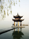 Zhejiang Province, Hangzhou, A Pavillion Early in the Morning on West Lake, China Photographic Print by Christian Kober