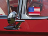 Massachusetts, Cape Ann, Gloucester, Antique Car Show, US Flag Sticker on Windshield of Red Car Photographic Print by Walter Bibikow