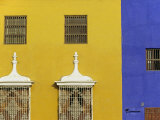 Wrought Iron Grillwork and Pastel Shades of Colonial Mansion on Plaza De Armas in Trujillo, Peru Photographic Print by Andrew Watson