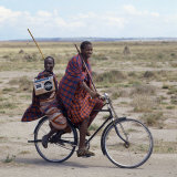 Despite their Traditional Dress, Two Young Maasai Give Hints That Lifestyle Is Changing in Tanzania Photographic Print by Nigel Pavitt