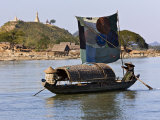 Burma, Kaladan River, A Traditional Sailing Boat on the Kaladan River, Myanmar Photographic Print by Nigel Pavitt