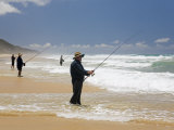 Queensland, Fraser Island, Fishermen Wade into the Surf on Seventy-Five Mile Beach, Australia Photographic Print by Andrew Watson