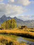 Historic Barn, Mormon Row and Teton Mountain Range, Grand Teton National Park, Wyoming, USA Photographic Print by Michele Falzone