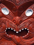 Carvings on a Whare Whakairo Meeting House in Te Puia Maori Village, New Zealand Photographic Print by Christian Kober