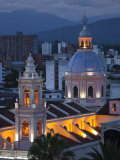 Salta Province, Salta, Plaza 9 De Julio and Cathedral, Aerial, Evening, Argentina Photographic Print by Walter Bibikow