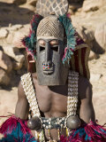 Dogon Country, Tereli, A Masked Dancer Wearing Coconut Shell Breasts Performs at the Dogon Village  Photographic Print by Nigel Pavitt