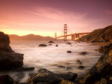 California, San Francisco, Golden Gate Bridge from Marshall Beach, USA Fotoprint van Alan Copson