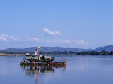 South Luangwa National Park, Bride and Groom Going Away from a Wedding across the Luangwa River on  Photographic Print by John Warburton-lee
