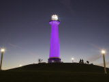 California, Long Beach, Shoreline Village Lighthouse, Evening, USA Photographic Print by Walter Bibikow