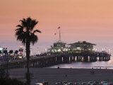 California, Los Angeles, Santa Monica, Santa Monica Pier, Dusk, USA Photographic Print by Walter Bibikow