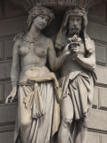 Lombardy, Milan, Building Sculpture, Piazza Cavour, Italy Photographic Print by Walter Bibikow