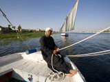 Feluccas Sailing on the Nile at Luxor, Egypt Photographie par Julian Love