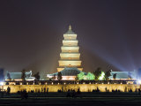 Night Time Water Show at Big Goose Pagoda Park, Built in 652 by Emperor Gaozong, Xian City, China Photographic Print by Christian Kober