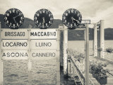 Piedmont, Lake Maggiore, Cannobio, Lake Ferry Timetable, Italy Photographic Print by Walter Bibikow