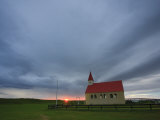 Sundown Church, Brimilsvellir, Olafsvik, Snaefellsness Peninsula, Iceland Photographic Print by Michele Falzone