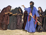 Timbuktu, A Group of Tuareg Men and Women Sing and Dance Near their Desert Home, Mali Photographic Print by Nigel Pavitt