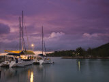 Seychelles, La Digue Island, La Passe, Harborview, Dusk Photographic Print by Walter Bibikow