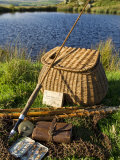 A Split-Cane Fly Rod and Traditional Fly-Fishing Equipment Beside a Trout Lake in North Wales, UK Photographic Print by John Warburton-lee