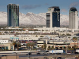 Nevada, Las Vegas, View West of Interstate 15 Showing Snow on Mountains, Morning, USA Photographic Print by Walter Bibikow