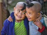 Burma, Rakhine State, Gyi Dawma Village, Two Young Friends at Gyi Dawma Village, Myanmar Photographic Print by Nigel Pavitt