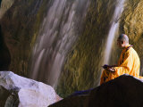 Monk Demonstrating Meditation at Zen Music Shaolin Grand Ceremony, Shaolin, Henan Province, China Photographic Print by Christian Kober