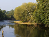 Trout Fisherman Casting to a Fish on the River Dee, Wrexham, Wales Photographic Print by John Warburton-lee