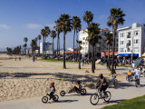 California, Los Angeles, Venice Beach, People Cycling on the Cycle Path, USA Photographic Print by Christian Kober