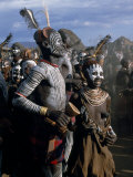 Men and Women Dance Together in the Karo Village of Duss, Omo Delta, Ethiopia Photographic Print by John Warburton-lee