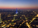 Eiffel Tower Lit in Blue, Paris at Night Photographic Print by Peter Adams
