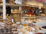 Stall Selling Cheese, Fruit Cake and Sausages at Christmas Market on Maxheinhardtplatz Photographic Print by Richard Nebesky