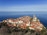 Elevated View of Piran from the Castle Walls, Piran, Primorska, Adriatic Coast, Slovenia, Europe Photographie par Guy Edwardes