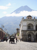 Parque Central, Plaza, with the Volcano Vulcan Agua Behind, Antigua, Guatemala Photographic Print by Wendy Connett