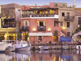 Rethymnon Old Port and Restaurants, Crete Island, Greek Islands, Greece, Europe Photographic Print by Sakis Papadopoulos