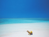 Woman Reading a Book on the Beach, Maldives, Indian Ocean, Asia Photographic Print by Sakis Papadopoulos
