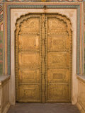 Close Up of the Ornate Door at the Peacock Gate in the City Palace, Jaipur, Rajasthan Photographic Print by John Woodworth