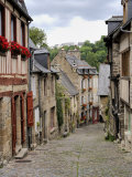 Ancient Cobbled Street and Houses, Rue Du Petit Fort, Dinan, Cotes-D'Armor, Brittany Photographic Print by Peter Richardson