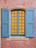 Close-Up Detail of Windows in Colourful Buildings in Town Centre, Roussillon, Provence Photographic Print by Guy Edwardes