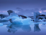 Icebergs in Jokulsarlon Glacial Lagoon, at Dusk, East Iceland, Iceland, Polar Regions Photographic Print by Patrick Dieudonne