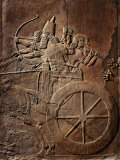 King Ashurbanipal on his Chariot, Assyrian Reliefwork, from Palace at Nineveh, 650 BC Photographie