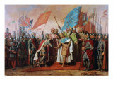 Meeting between Philip II, Capetian King of France and Henry II, Plantagenet King of England Giclee Print by Gillot Saint-Evre