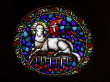 Stained Glass Window of Christ the Lamb in St. Matthias Church, Budapest, Hungary, Europe Photographic Print by Godong 