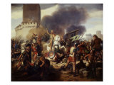 Eudes I, Capetian King of France, then Count of Paris, defending Paris against Norman invasion Giclee Print by Jean Victor Schnetz