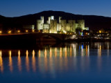 Conwy Castle and Town at Dusk, Conwy, Wales, United Kingdom, Europe Photographic Print by John Woodworth